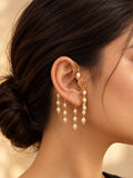 Golden Pearl Dangling Earcuff