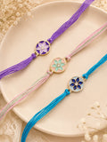 Set Of 3 Floral Circle Rakhi Combo