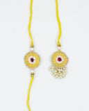 Yellow Evil Eye Bhaiya Bhabhi Rakhi Combo