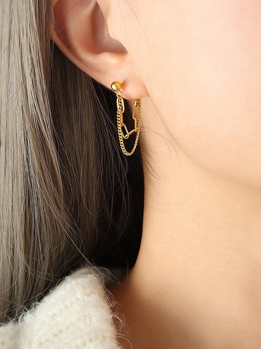 Gold Lock Chain Earrings