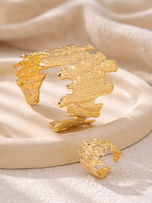 Golden Armour Cuff Ring Set