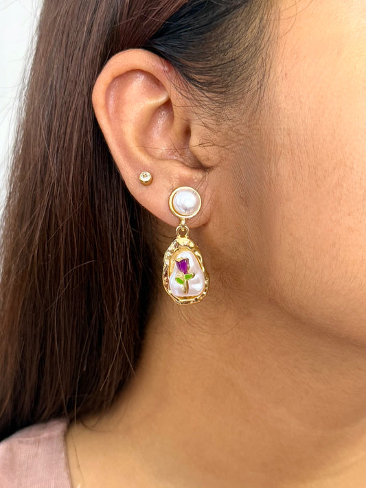 Floral Pearl Drop Earrings