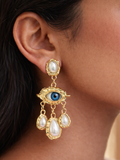 Evil Eye Pearl Dangler Earrings