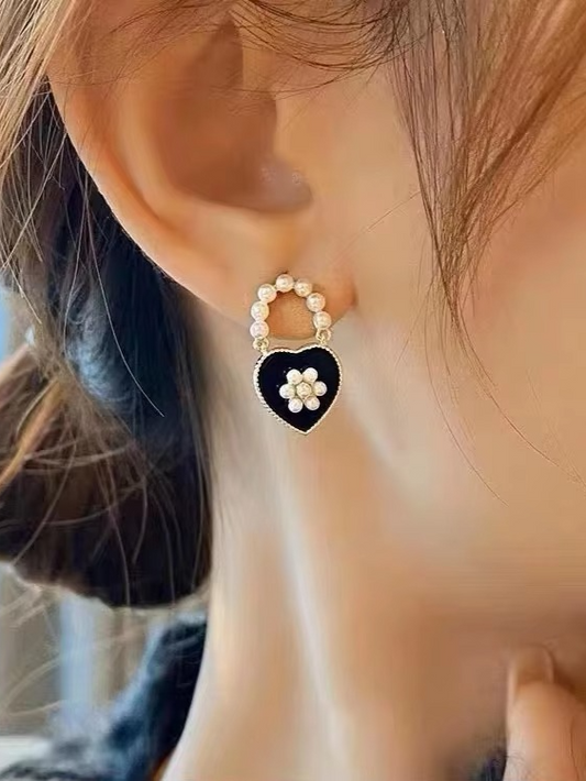 Pearl Lock Charm Earrings