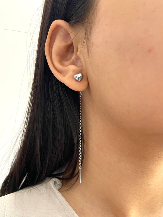 Mini Heart Threader Earrings