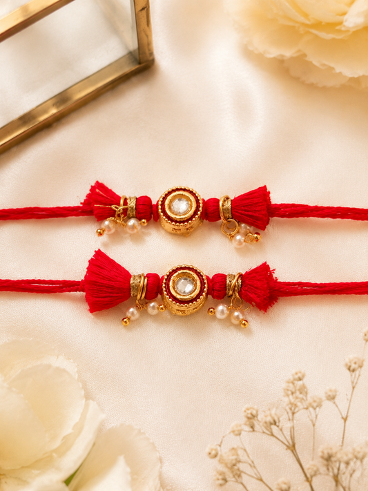 Set of 2 Tiny Kundan Rakhi Combo