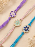 Set Of 3 Floral Circle Rakhi Combo
