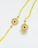 Yellow Evil Eye Bhaiya Bhabhi Rakhi Combo
