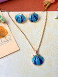 Blue Sea Shell Necklace Set