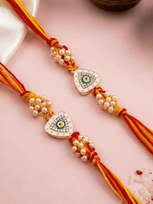 Set of 2 Trikona Nazar Rakhi Combo