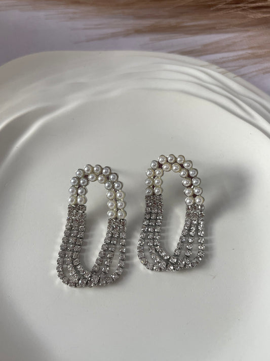 क्रिस्टल डुओ पर्ल इयररिंग्स