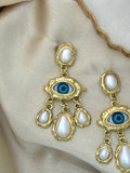 Evil Eye Pearl Dangler Earrings