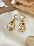 Floral Pearl Drop Earrings