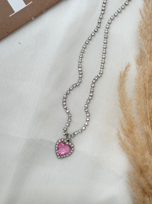 Pink Heart Crystal Chain