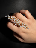 Crystal Leafy Finger Ring