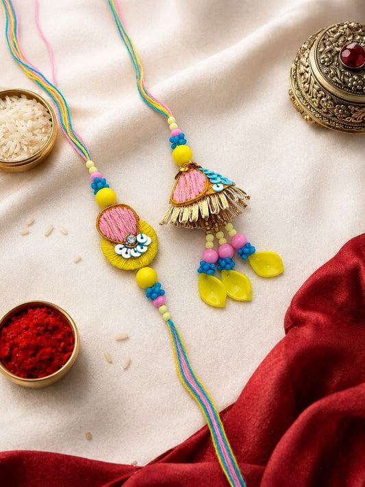 Phoolwari Bhaiya Bhabhi Rakhi Combo