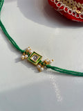 Green Thread Pearl Kundan Rakhi