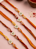 Set of 5 Trikona Nazar Rakhi Combo