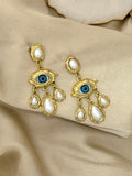 Evil Eye Pearl Dangler Earrings