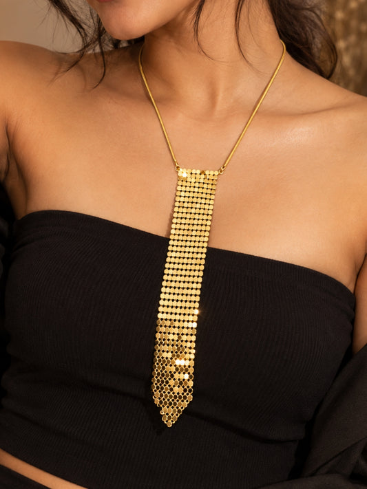 Glam Chain Tie Necklace