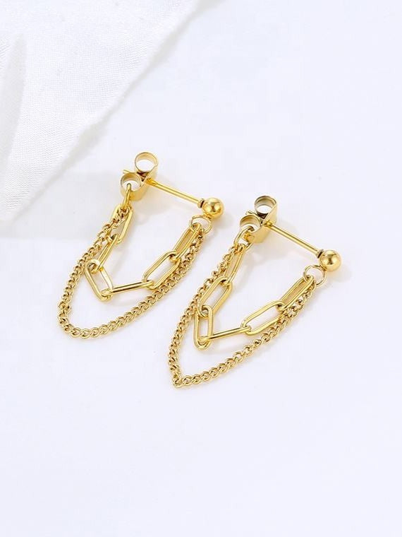 Gold Lock Chain Earrings