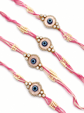 Set of 4 Shubh Drishti Rakhi Combo (Pink)