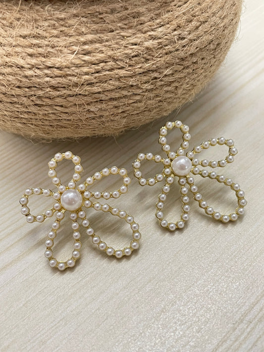 Floral Pearl Stud Earrings