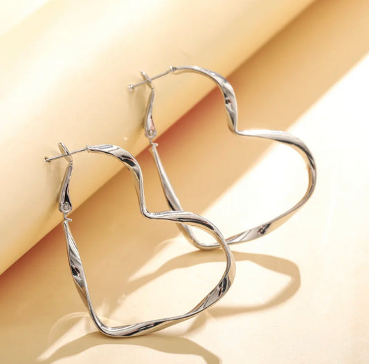Adorable Heart  Hoop Earrings