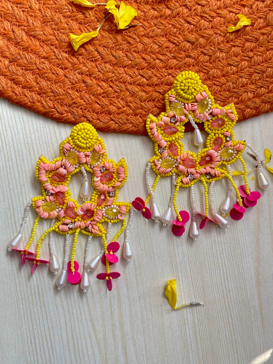 Gulabi Gajra Beaded Earrings