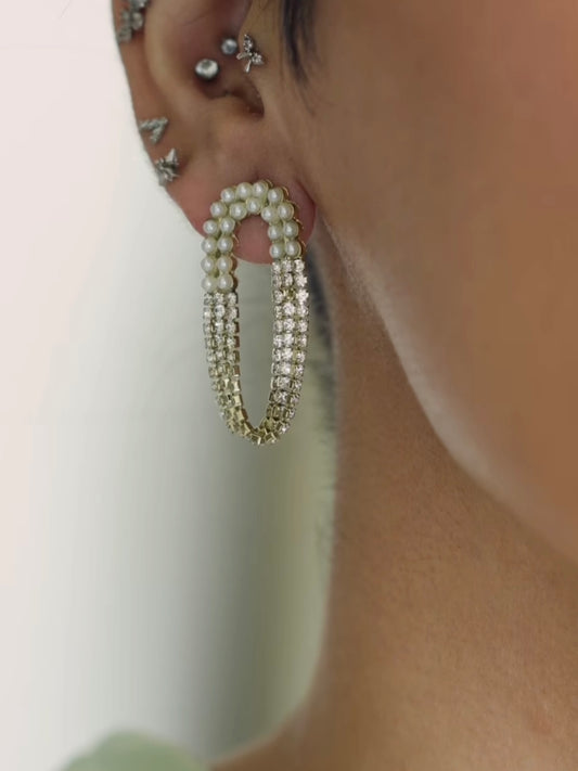 Crystal Duo Pearl Earrings