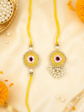 Yellow Evil Eye Bhaiya Bhabhi Rakhi Combo