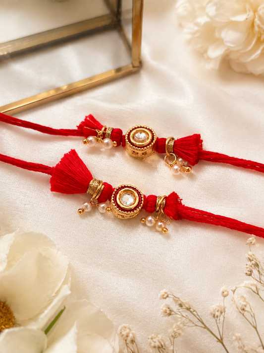 Set of 2 Tiny Kundan Rakhi Combo