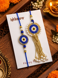 Blue Evil Eye Bhaiya Bhabhi Rakhi Combo