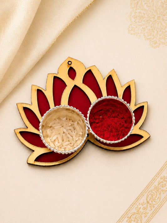Festive Lotus Roli Chawal Plate
