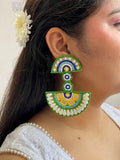 Saanjh Mirror Beaded Earrings