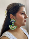 Saanjh Mirror Beaded Earrings