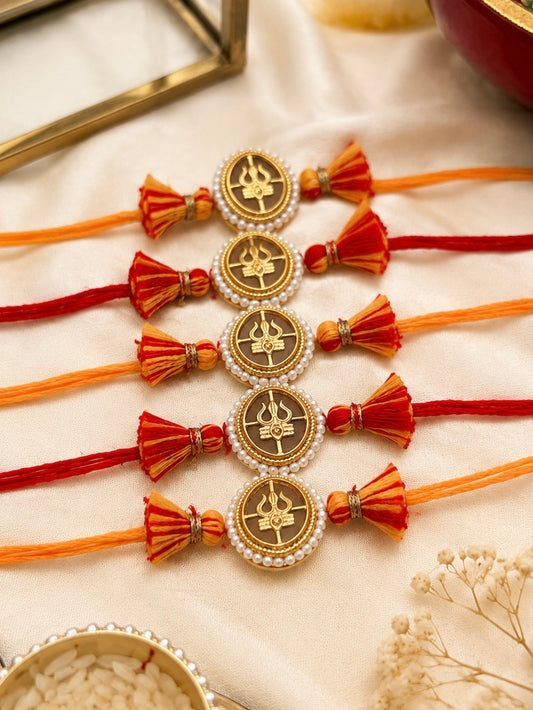 Set of 5 Trishul Kavach Rakhi Combo