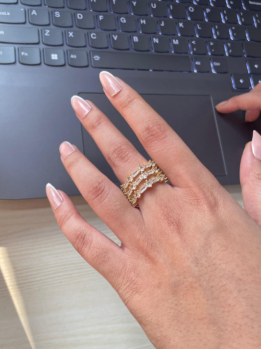 Crystal Quartz Layered Ring