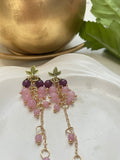 Pink Grapes Long Earrings