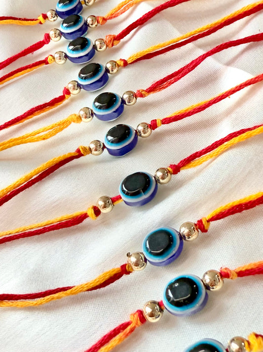 Set Of 10 Evil Eye Rakhi Combo
