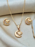 Golden Moon Heart Necklace Set