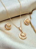 Golden Moon Heart Necklace Set
