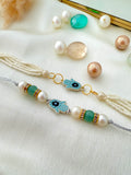 Beaded Evil Eye Bond Bhaiya Bhabhi Rakhi Combo