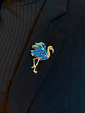 Blue Sapphire Flamingo Brooch