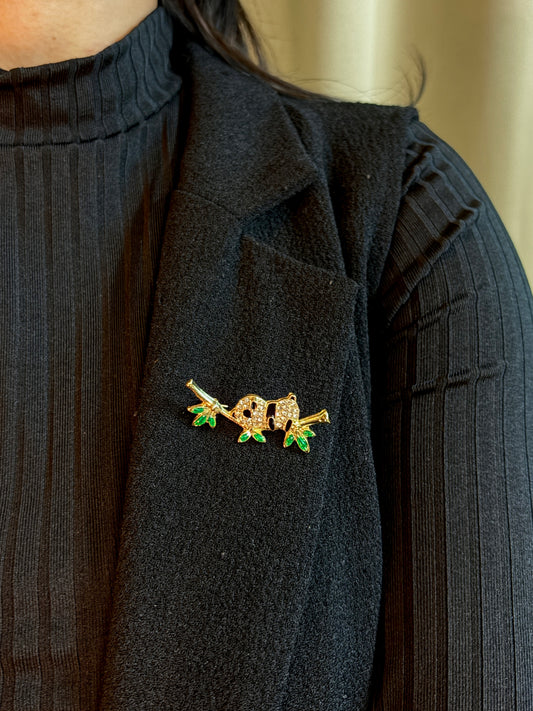 Panda Peek Brooch
