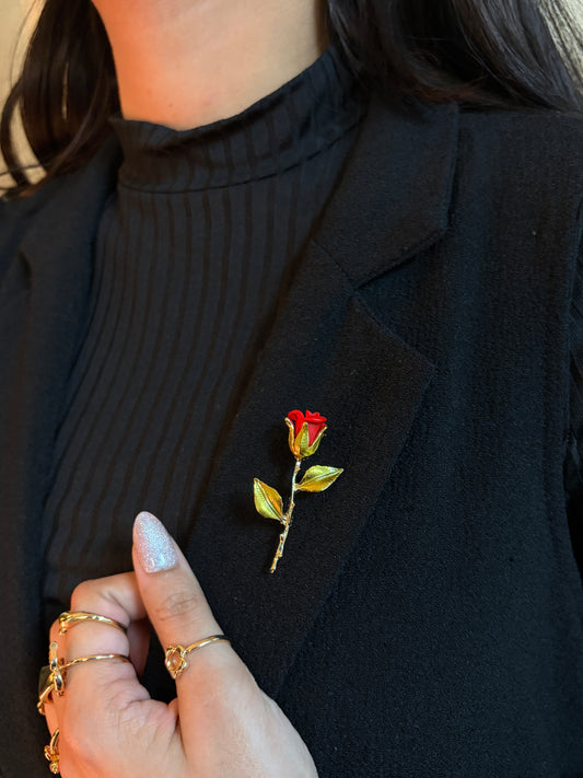 Red Rose Brooch