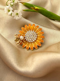 Orange Sunbee Brooch