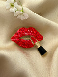 Scarlet Glam Lips Brooch