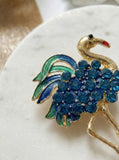 Blue Sapphire Flamingo Brooch