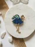 Blue Sapphire Flamingo Brooch